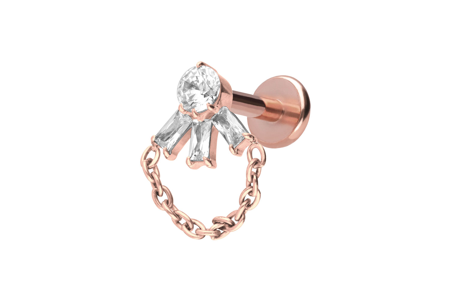 Titan Labret Piercing mit Push Fit LOTUSBLÜTE + KETTE